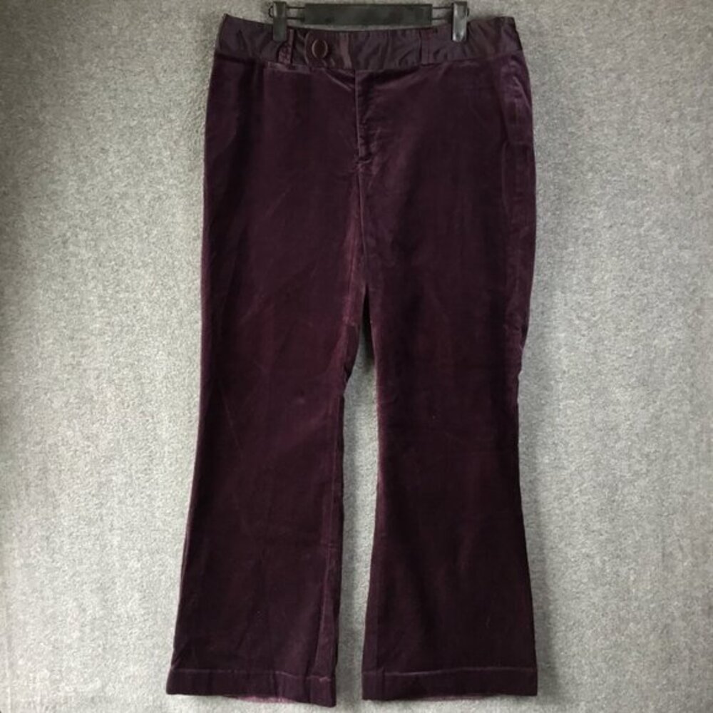 Banana Republic Velvet Flared Trousers Royal Purple Sz 14 Silk‎ Trim NWOT